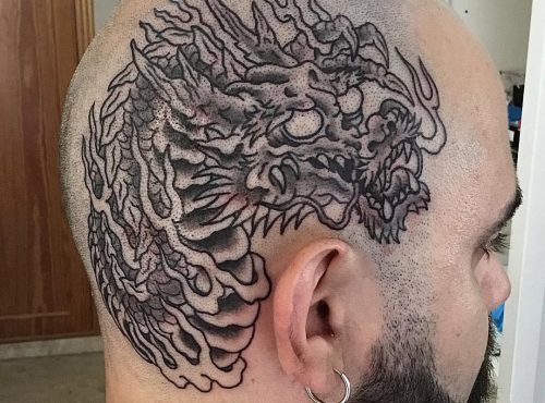 Drag&oacute;n japon&eacute;s en grises. 🀄️🐉🐲Dise&ntilde;o original y personalizado.#classictattoo #traditionaltatt